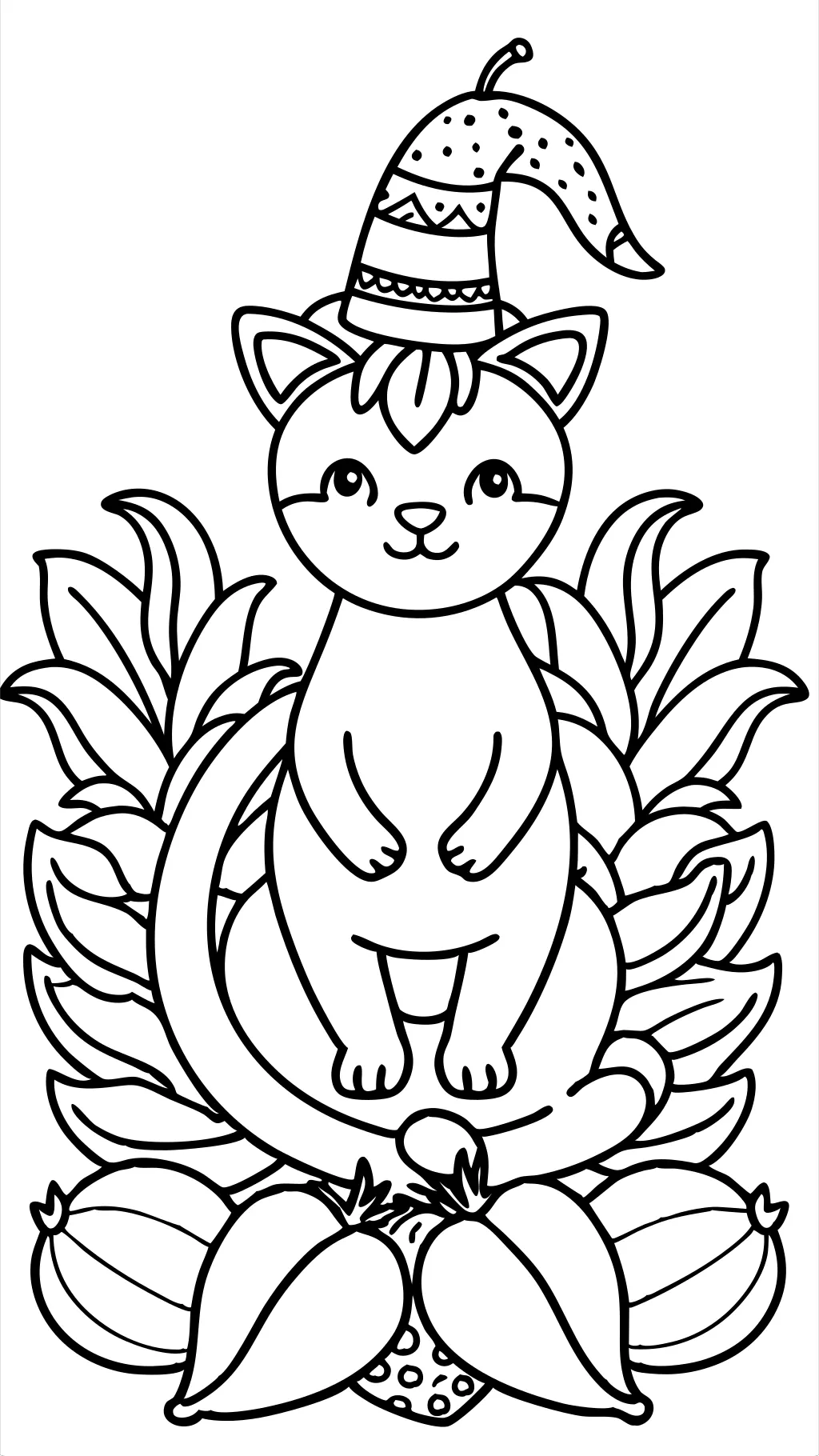 Página para colorear de banana gato